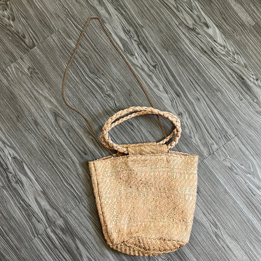 Zara woven raffia 2 way bag purse